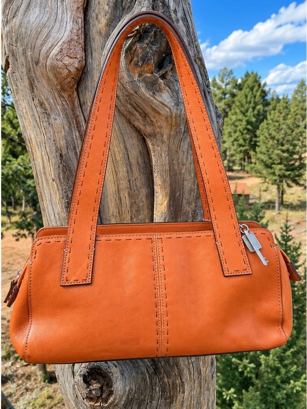 Vintage Fossil ZB9015 Cognac Leather Satchel- Like New Condition